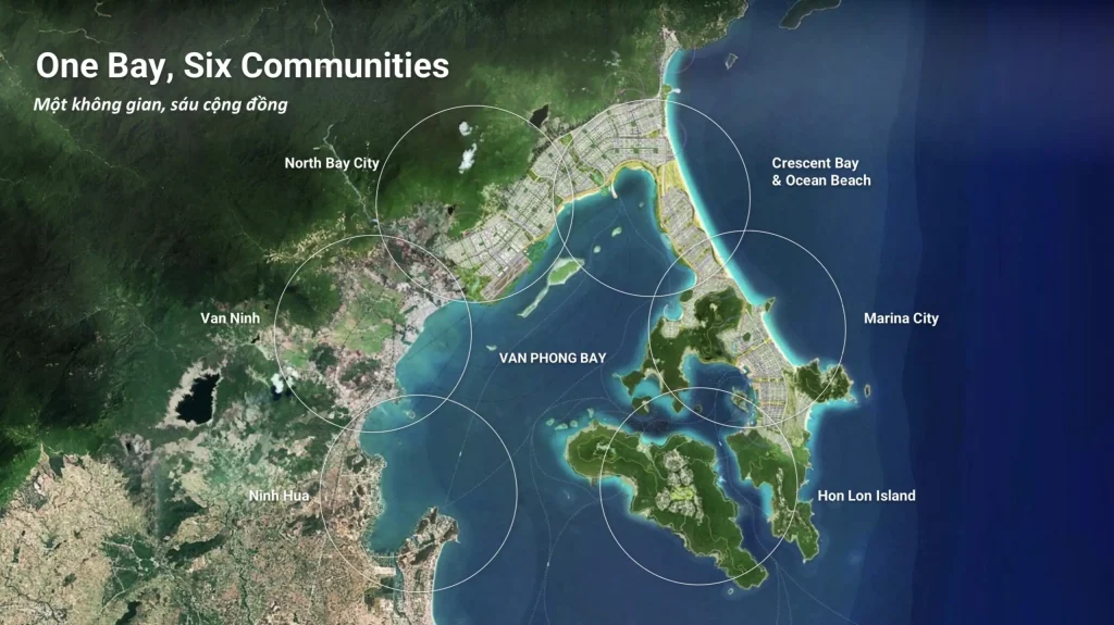 Bản đồ quy hoạch Sun Nha Trang tại Vân Phong Bay với sáu cộng đồng và khu đô thị