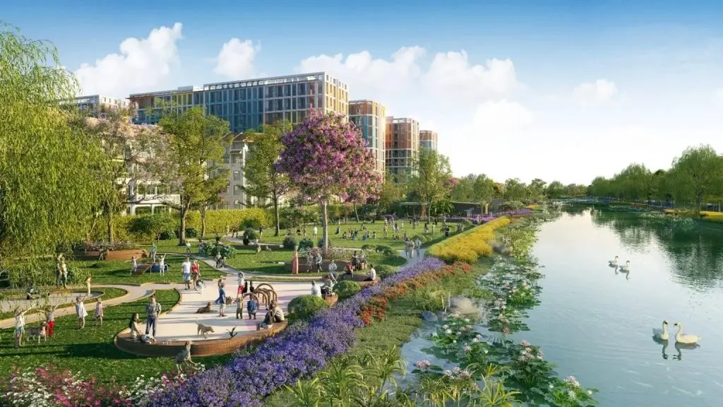 Không gian cảnh quan nội khu đang được triển khai tại Sun Group Nha Trang